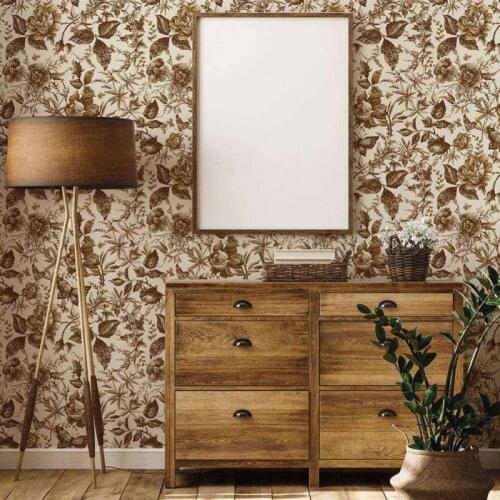 Floral Wallpaper Peel And Stick Wallpaper 15.7" X 98.4" Vintage Flower Self-Adhesive Removable Decorative For Bedroom Wall Decor