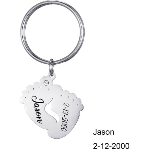 Personalized Keychains Gift Custom Engrave Black Name Date For Baby Lover Stainless Steel Gold Silver Color Customized Keyring