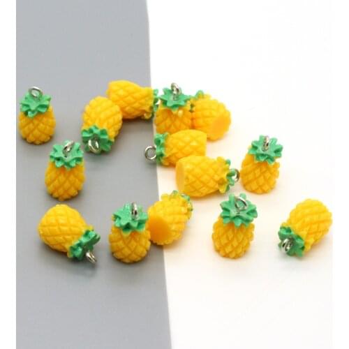 10pcs Kawaii Mini Fruit Pineapple Earring Resin Charms DIY Craft Food Pendants For Necklace Key Chains Jewelry Make Accessory