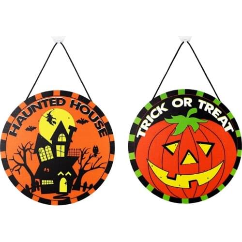 Halloween Hanging Sign LED Lighted Haunted House Decorations Party Home Wall Door Window Pendant Haunted House Yard Party Decor