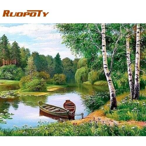 RUOPOTY DIY Frame Painting By Numbers Kits For Adults 40x50cm Canvas Handmade Acrylic Oil Picture Drawing Home Decoration Craft
