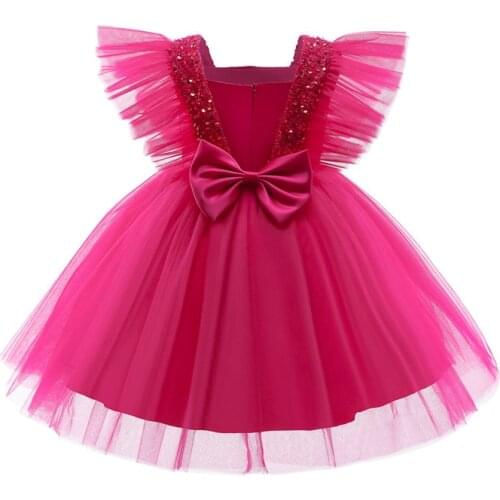 Girls Lace Tulle Princess Dress Kids Wedding and Party Formal Tutu Ball Gown For Children Bridesmaid Communion Bowknot Clothing