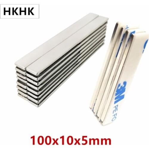 Strong Magnet Bar 100mm 100x10x5 mm Long Block Neodymium Permanent Magnets Adhesive Glue Tool Holder Industry Magnet Strip