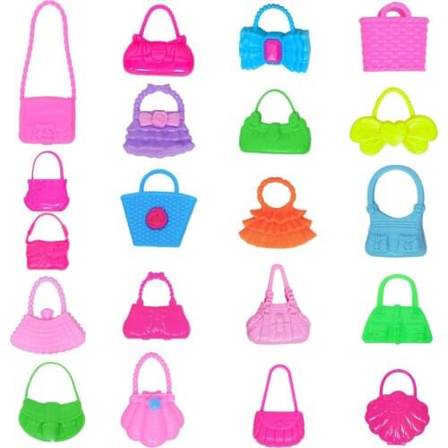 Random 10 PCS Mix Style Doll Bag Fashion Morden Doll Bags Colourful Toy for Barbie Doll Accessories House Toy Cute Handbag