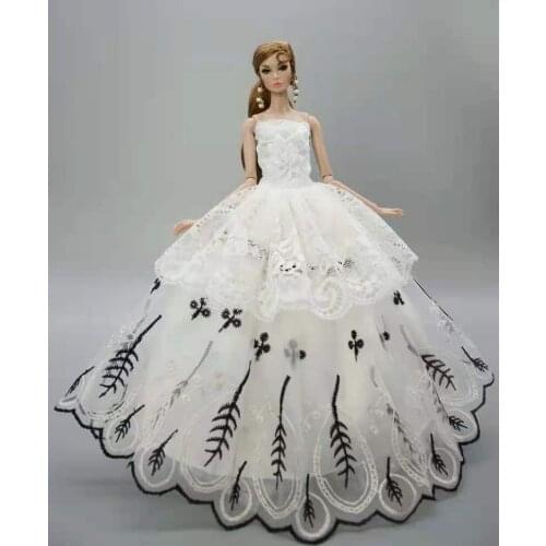 1/6 BJD Clothes White Floral Princess Wedding Dress For Barbie Doll Clothes Party Gown Outfits For Barbie Accessories Girl Gifts