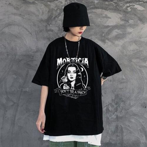 Harajuku Gothic Punk Demon Print Graphic Tumblr Tops Female Summer Casual Loose Short Sleeve O-Neck Dark Grunge Women T-Shirts