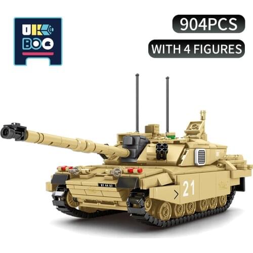 UKBOO 904PCS Military Main Battle Tank Model Building Blocks WW2 Army Trucks Weapons Figures Bricks Constructor Toy for Children