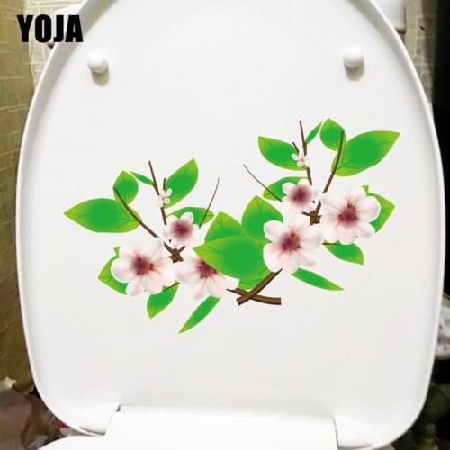 YOJA 22.5X14.9CM Cartoon Pink Flower Kids Room Wall Decor Home WC Toilet Seat Stickers T1-1275