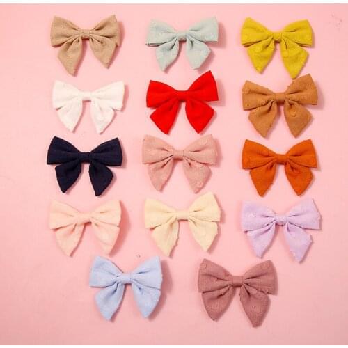 14pcs/Lot Baby Girl Hair Clips Bows Cotton Barrette Hairpins Cute Children Princess Hair Accessories Lovely Headwear Wholesale