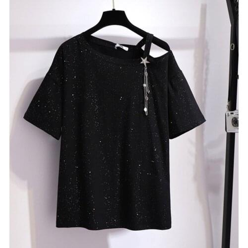 Plus Size 7X 8XL 9XL 10XL 65~150kg Black T-Shirt for Women Casual Tshirt Tops Tees Women Summer Tops Large Clothes for Women