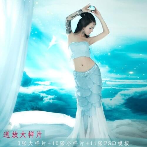 Zhui Yu Light Blue Mermaid Cosplay Costume Thematic Photography Costume for Women Stage Performance Costume Hanfu