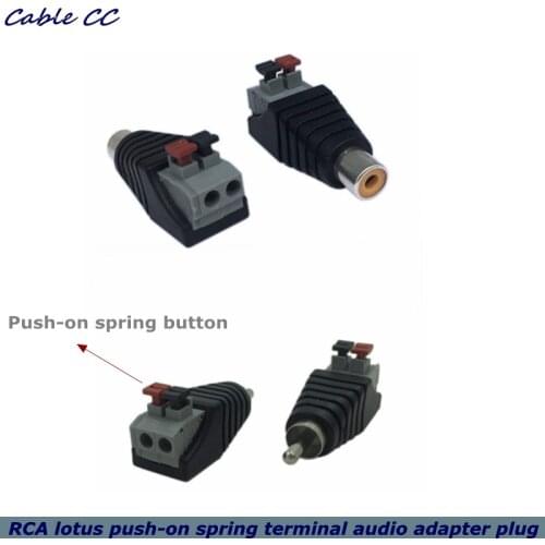 10pcs/BEST speaker cartridge RCA male plug female plug to AV 2 screw (push-on spring button) terminal female audio video adapter