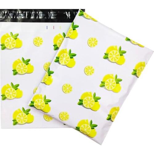 100Pcs 10x13 Inches Courier Bags Lemon Printed Plastic Envelopes Self Seal Adhesive Shipping Bag Waterproof Mailing Bags