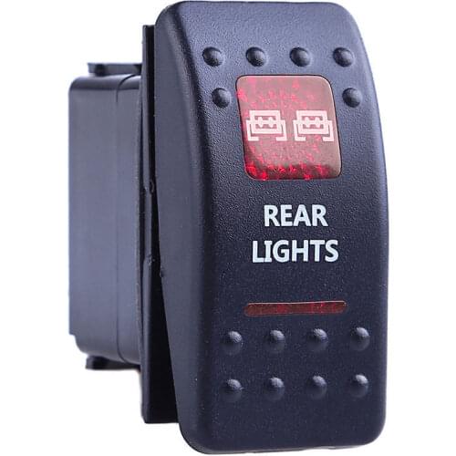 12v-24v Car Boat marine switch 5-pin Rocker Switch RED LED Light REAR LIGHTS