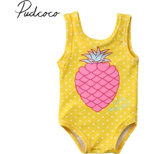 2018 Newborn Toddler Baby Girls 3D Pineapple Swimwear Sleeveless Cotton Swimsuit Bathing Suit Outfit One Piece Tankini 6M-4Y