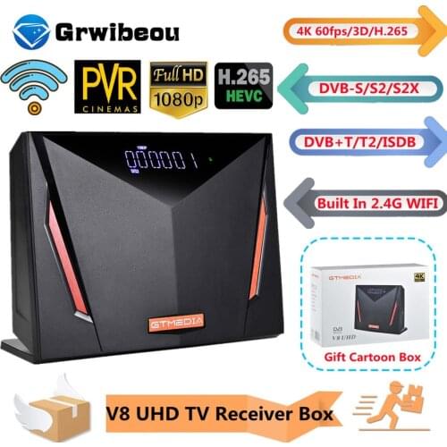 2020 NEW GTmedia V8 UHD TV Satellite Receiver Combo DVB S2 T2 Cable H.265 4K Ultra HD Built in WIFI Cline GT Media Freesat ccam