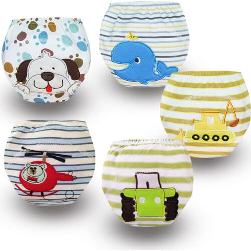 5Pcs Cartoon Training Pants Baby Waterproof Diaper Pant potty toddler panties New underwear Reusable Diapers