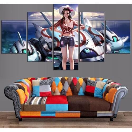 5 Piece Cartoon Picture Printed Overwatch Game Poster Anime Girl Poster Canvas Art Wall Painting for Home Decor