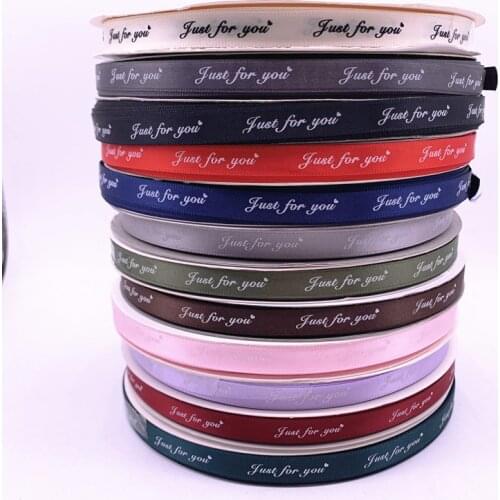 5yards 10mm Printed "just for you" Polyester Ribbons for Wedding Christmas Party Decorations DIY Bow Craft Ribbons