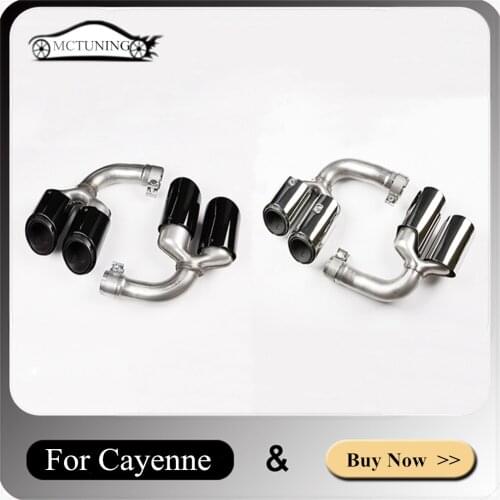 Black/Silver Stainless Steel Rear Exhaust Pipe For Porsche Cayenne Car Accessories Hybrid/Petrol Muffler Tip Tailpipe Nozzles