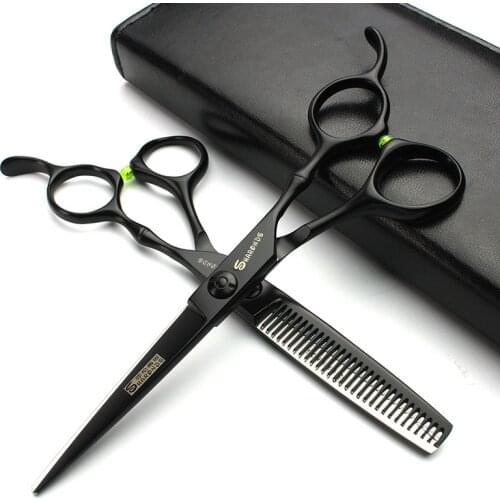 Black 6 inch professional cutting scissors and thinning scissors salon Hair stylist hairdressing scissors tool set