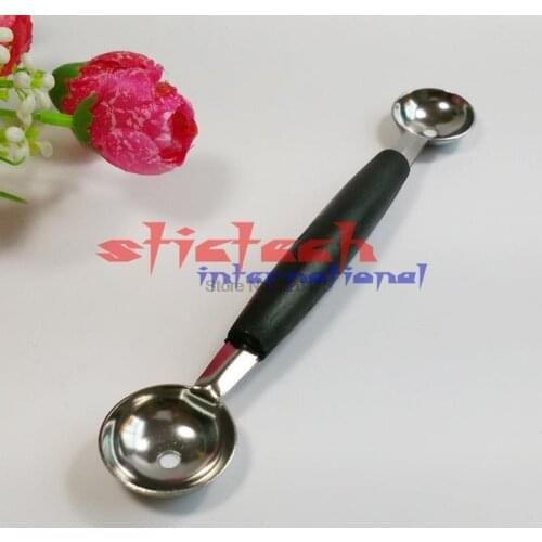 By dhl or ems 200pcs Stalinless Steel Dual Double-end Melon Baller Scoop Fruit Spoon Ice Cream Dessert Sorbet Scoop Cook Tool