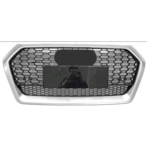 For RSQ5 Style Front Sport Hex Mesh Honeycomb Cover Silver Frame for audi Q5 L 2018-2019 auto parts