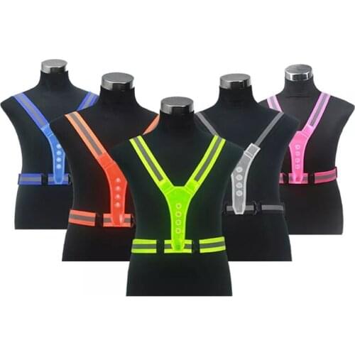 Elastic Cycling Vests LED Cycling Runnning Vest Adjustable Visibility Reflective Vest Stripes Night Sports Safety Elastic Belt