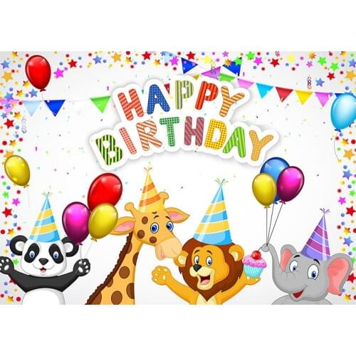 Cartoon animals birthday party children take pictures of newborn baby background photo studio photo background