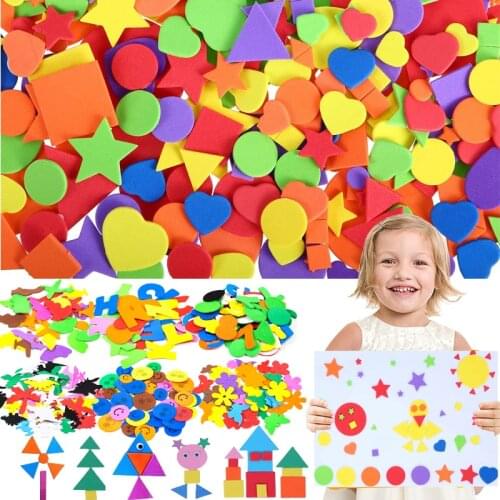 Geometry Self-Adhesive Foam Stickers Chidlren Kids Education Mini EVA Puzzle Sticky Game for Girls Boys Creative Art Craft Toys