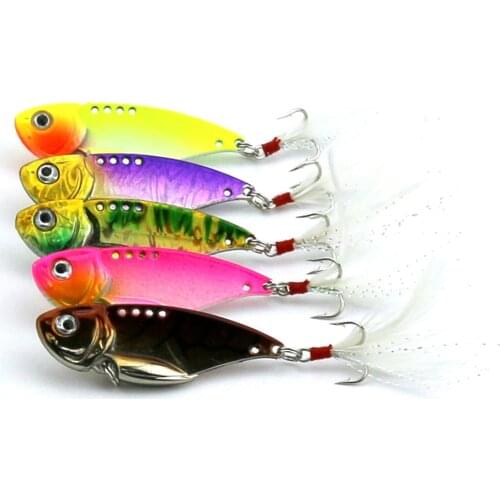 HENGJIA 5PCS 5.5CM Upgraded Metal VIB Fishing Lures Hard Bait 5 Colors Hard Bait Bass Vibration Fishing Tackle