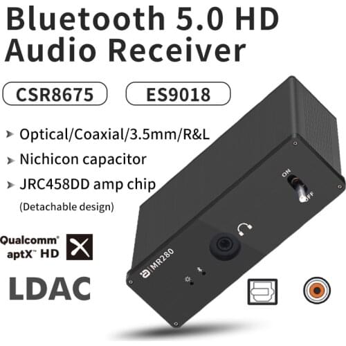 Hi-Res DAC Bluetooth 5.0 Audio Receiver LDAC aptX HD Lossless CSR8675 ES9018 JRC4580DD Coaxial Optical Wireless Adapter Decoder