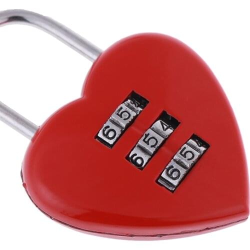 1PCS Hot Sale Luggage Lock Mini Cute 3 Digit Luggage Suitcase Padlock Red Heart Shaped Coded Lock New