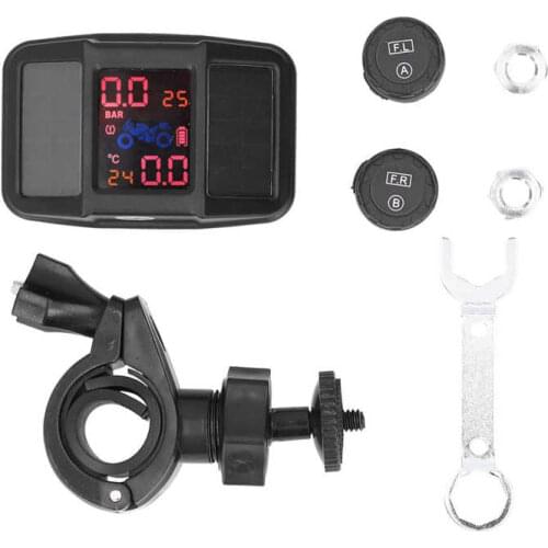 Motor Solar Tire Pressure Monitor with 2 External Sensors Kit IP67 with USB Cable 2 Units for Motorcycle TPMS