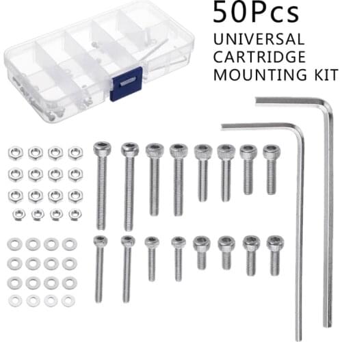 50pcs/set M2.5 Universal Turntable Headshell Cartridge Mounting Kit Stainless Steel Bolts Screws Nuts Set with Case 85AC