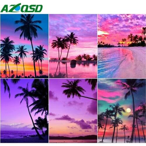 AZQSD Diamond Mosaic Seaside Cross Stitch Kits Full Square Drill Handicraft Diamond Painting Landscape Home Decor Handmade Craft