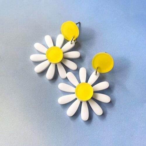 New fresh yellow cute little daisy super fairy flower earrings