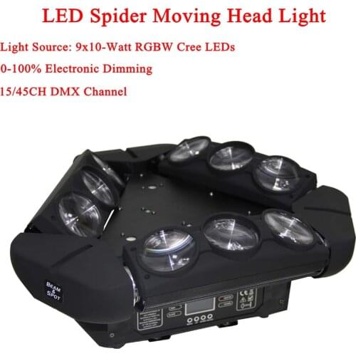 Disco Light DMX RGBW 140W LED Spider Moving Head Beam Party Lights DMX512 LED Dj Xmas Christmas Sound Active LED Par DJ Light