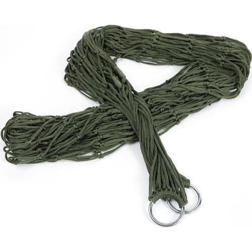 Portable Nylon Sport Hammock Mesh Hammock Net Sleeping Bed Hamaca For Outdoor Patio Porch Garden Travel Camping Blue Green