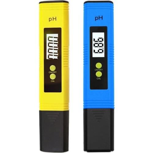 Portable PH Meter Pen Digital LCD Testing Water Quality Purity Solution Measuring Tool 0-14pH Detect Wine Urine Yellow/Blue