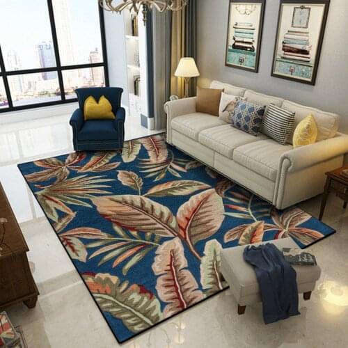 American Style Bedroom Bedside Area Rugs Retro Green Leaves Printed Decor Carpet Living Room Kitchen Hallway Anti-Slip Door Mat