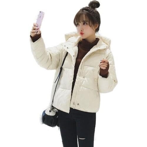 Women Winter Down Padded Jacket 2021New Female Student Thick Warm Down Cotton Parkas Fashion Hooded Womens Jacket Coat D1304