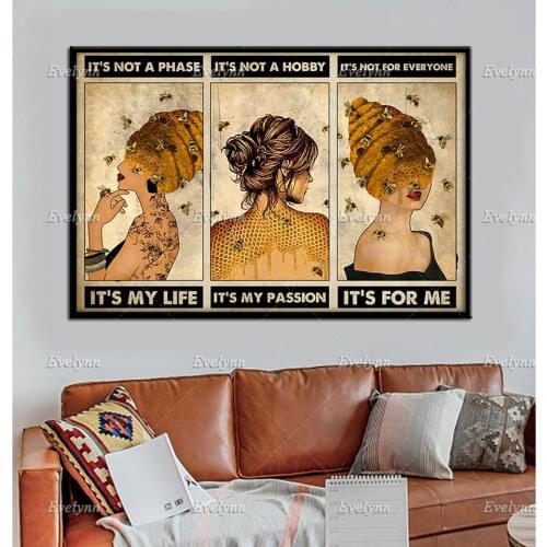 Bee Beekeeper Beekeeping Girl Retro Poster ItS Not A Phase ItS My Life ItS Not A Hobby ItS My Passion Prints Home Decor
