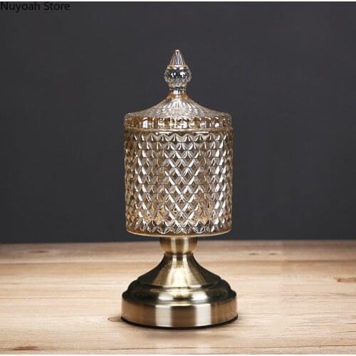 European-style Luxury Crystal Glass Candy Jar Living Room Storage Jar Snack Jar Household Modern Decorative Ornaments with Lid