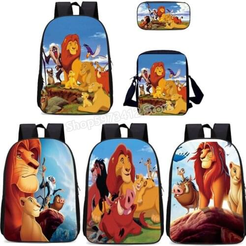 The Lion King Schoolbags Backpack Printing Double Interlayer Pencil Bag Shoulder Bag Back To School Anime Pencilcase Kids Gift