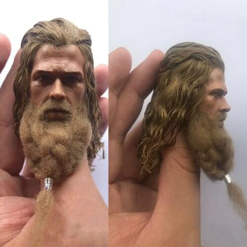 1/6 Fat Planted Hair Head Sculpt Chris Hemsworth Beard Model for 12'' Male Action Figure Body