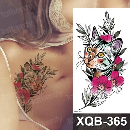Cat Wolf Deer Lion Temporary Tattoos For Children Girl Fox Flowers Tatoo Lavender Flower Kid Fashion Cartoon Fake Tattoo Hand