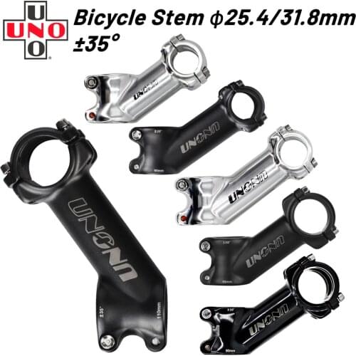 UNO Aluminum Alloy Bike Stem 35 degree for 25.4/31.8mm Riser Bicycle Handlebar Stem MTB Bike Stem Cycling Equipment Bike Parts