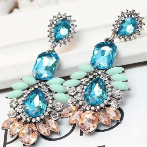 YaYi Jewelry Fashion Multi Glass Crystal Rhinestone Dangle Women Ancient Gold Color Wear Ear Band Long Tassel Earrings