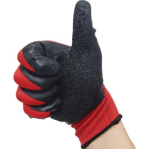 1 pair of Dipped Rubber gloves car auto mechanic repair gloves waterproof and oil resistant wear wrinkles universal gloves